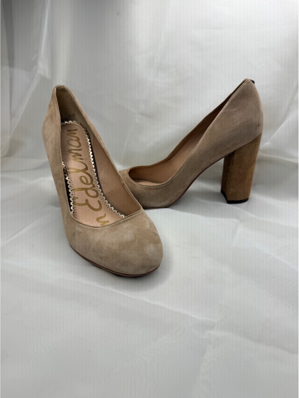Sam Edelman Junie Tan Suede Block Heel Pumps Size 6M